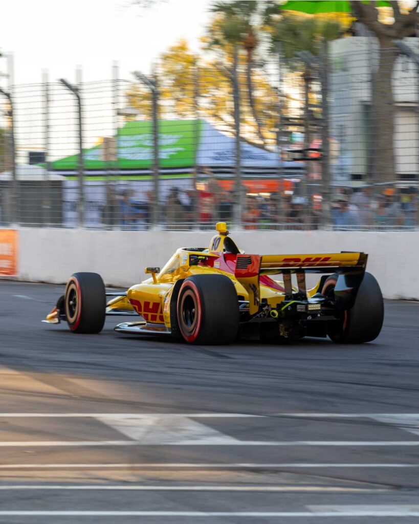 Alex Palou driving the No 10 DHL Chip Ganassi Racing IndyCar on the St Petersburg street circuit